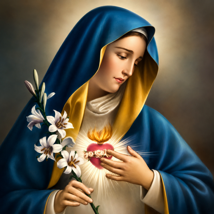 Sacred heart and lilies devotion